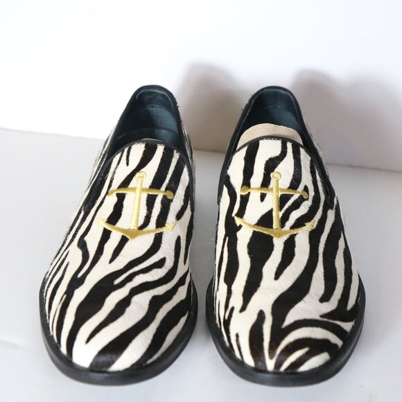 Sperry Overlook Mens Zebra Calf Hair Anchor Smoking Loafers 8 Slip On Party main image 5